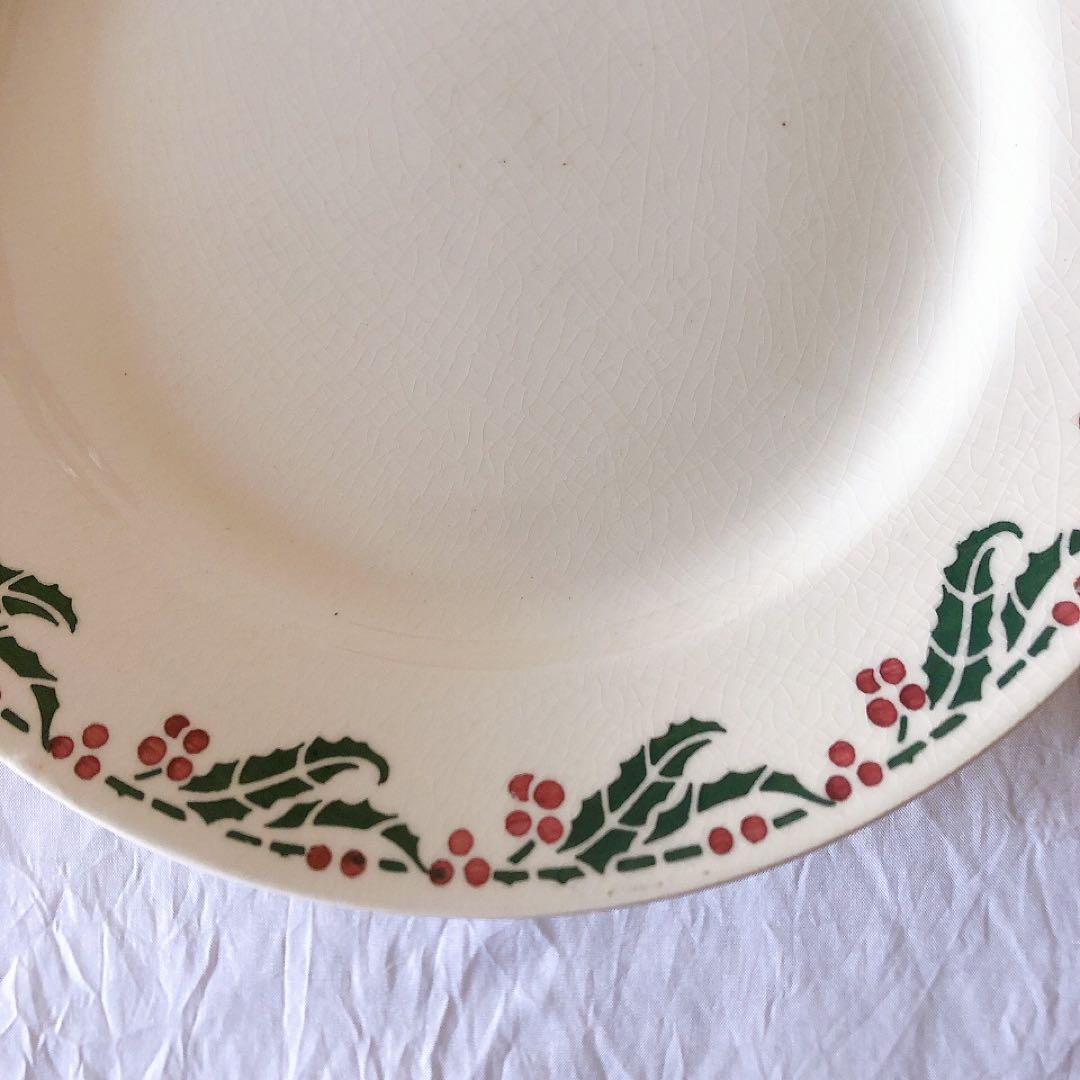 クレイユエモントロー HOUX 柊柄　平皿 C フランスアンティーク食器