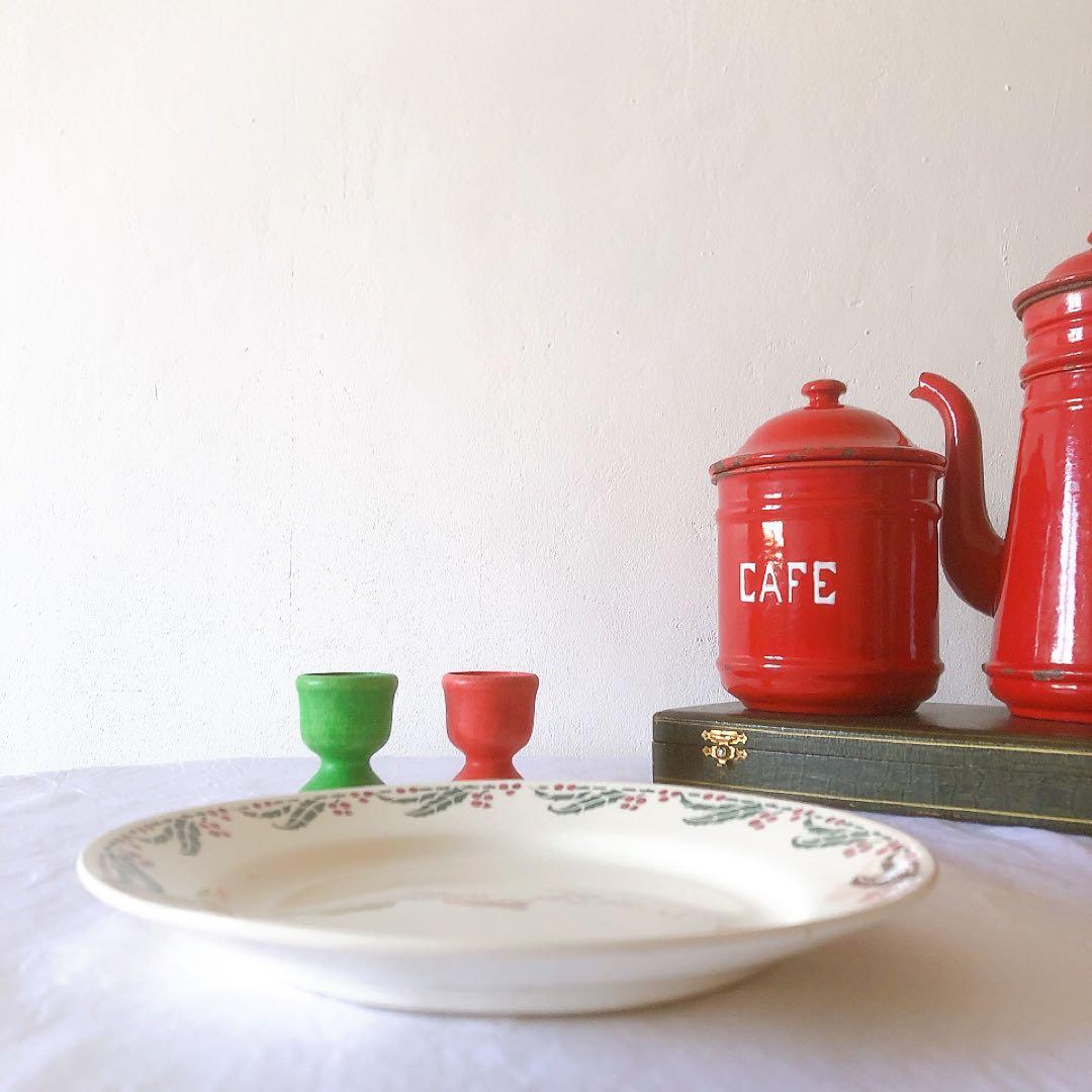 クレイユエモントロー HOUX 柊柄　平皿 C フランスアンティーク食器