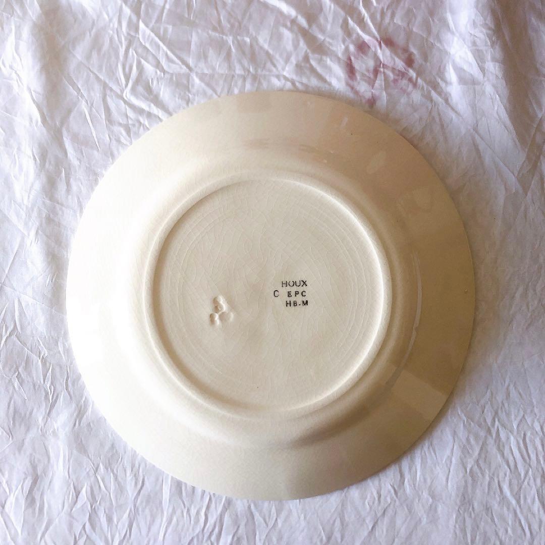 クレイユエモントロー HOUX 柊柄　平皿 C フランスアンティーク食器