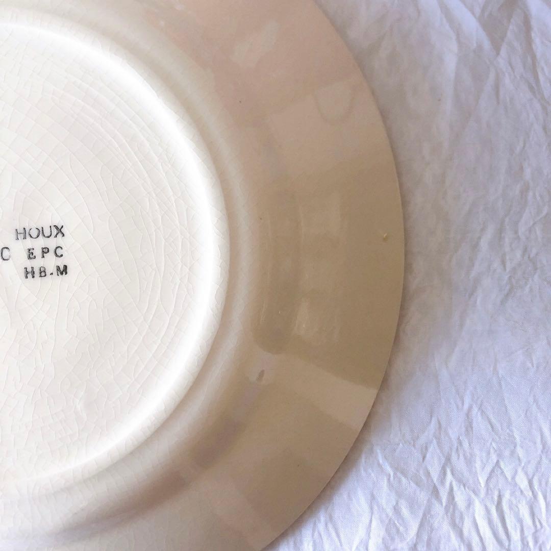 クレイユエモントロー HOUX 柊柄　平皿 C フランスアンティーク食器