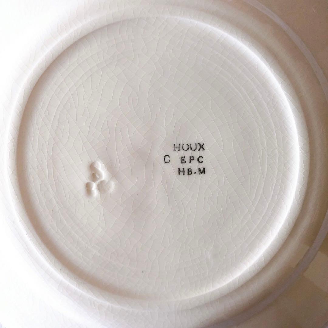 クレイユエモントロー HOUX 柊柄　平皿 C フランスアンティーク食器