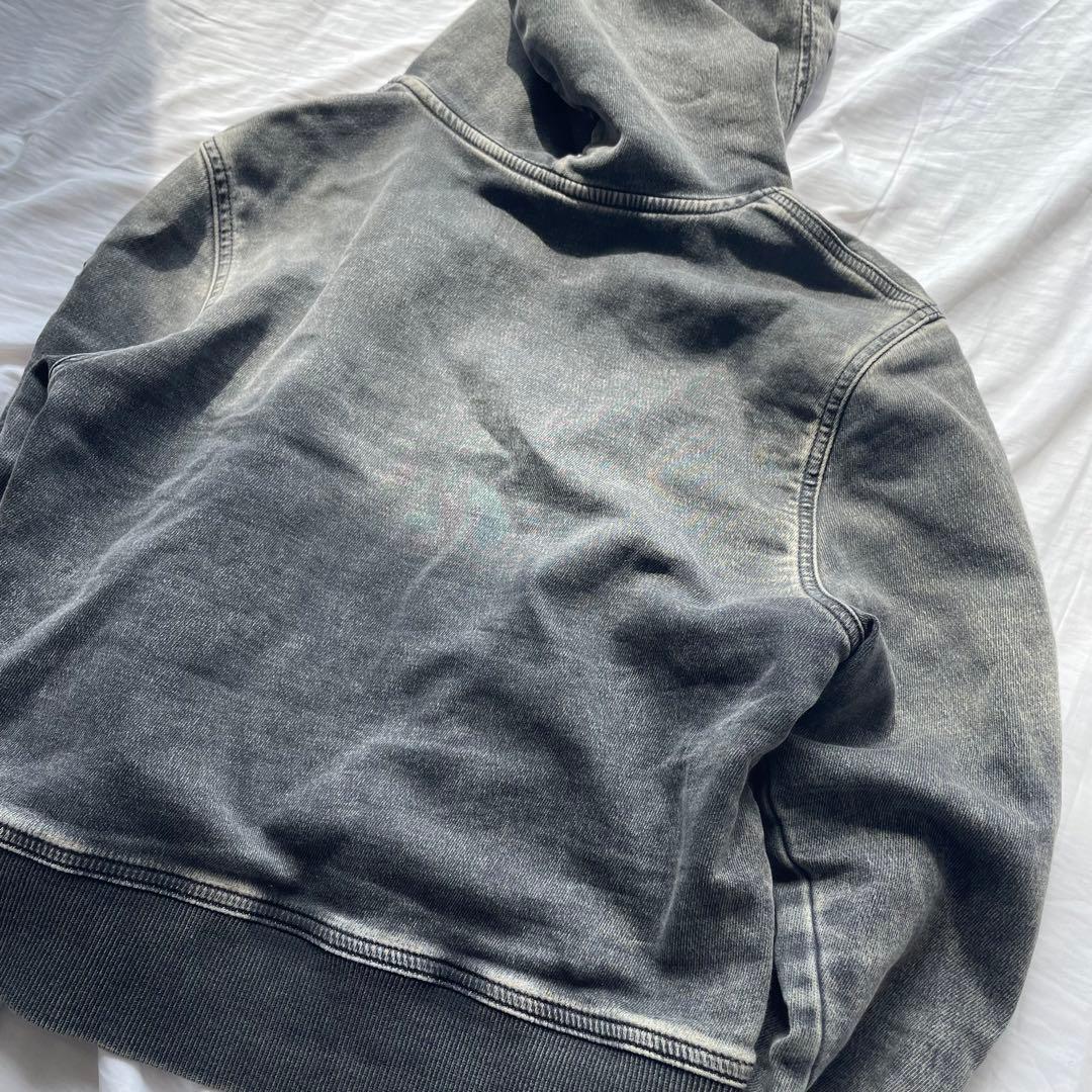 DIESEL D-ANGY-HOOD TRACK ダメージ グレー S パーカー