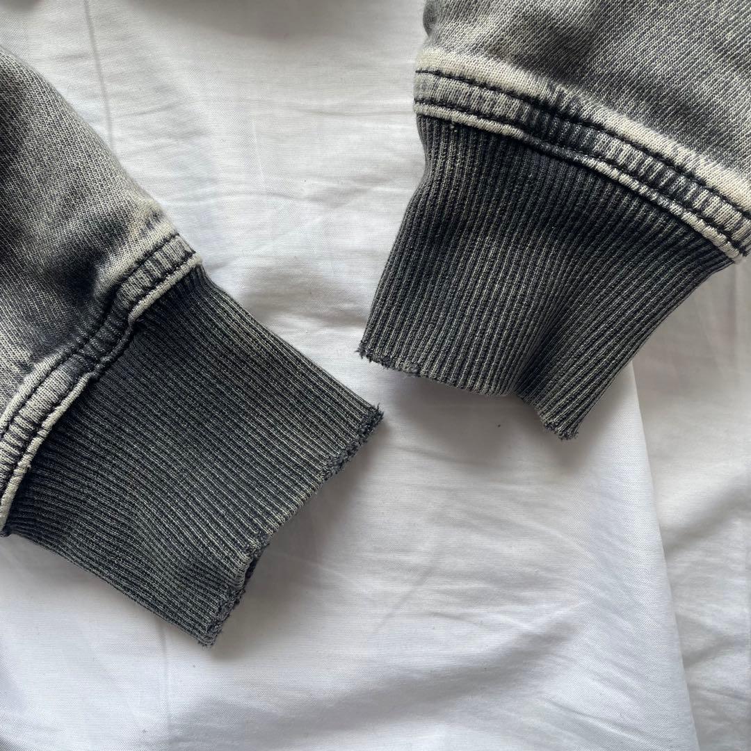 DIESEL D-ANGY-HOOD TRACK ダメージ グレー S パーカー