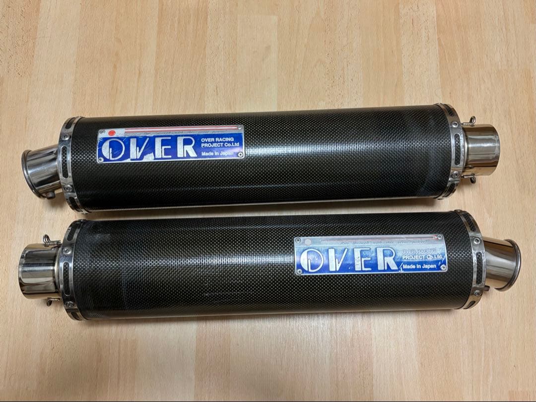 OVER マフラー 汎用 Φ60.5 カーボン 2本出し