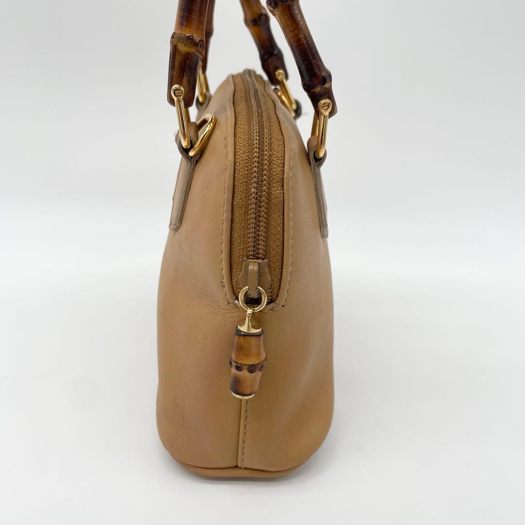 美品　GUCCI バンブー　ミニ　2way ショルダーバッグ　レザー　ベージュ
