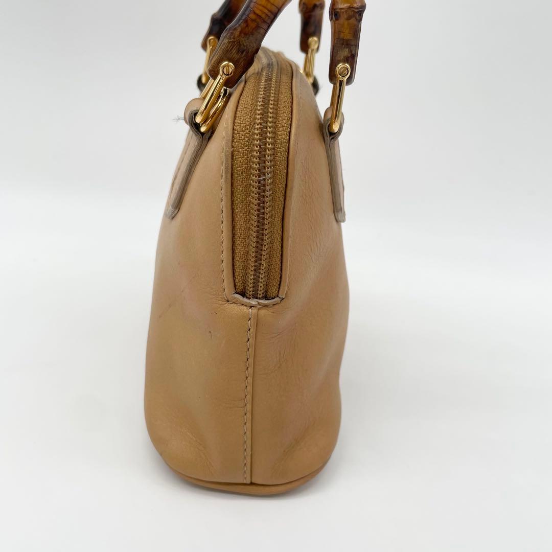 美品　GUCCI バンブー　ミニ　2way ショルダーバッグ　レザー　ベージュ
