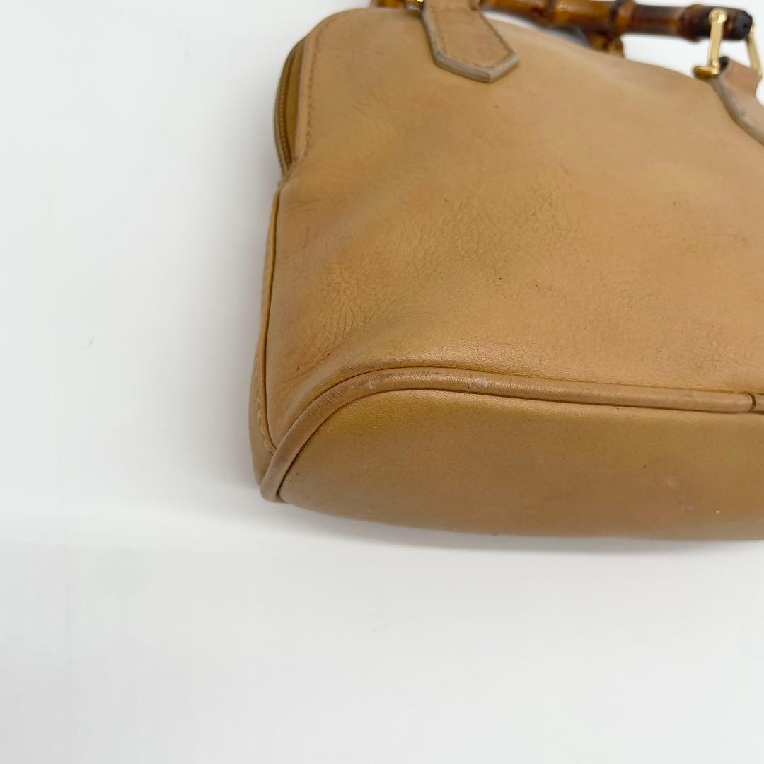 美品　GUCCI バンブー　ミニ　2way ショルダーバッグ　レザー　ベージュ