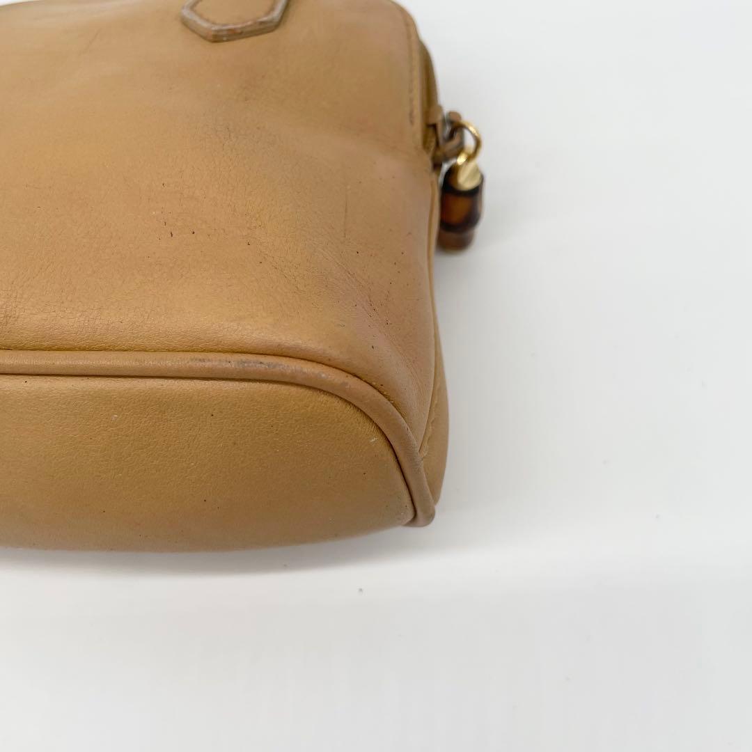 美品　GUCCI バンブー　ミニ　2way ショルダーバッグ　レザー　ベージュ