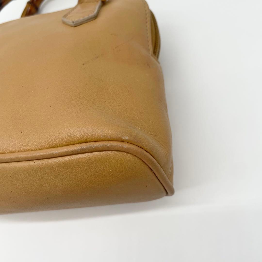 美品　GUCCI バンブー　ミニ　2way ショルダーバッグ　レザー　ベージュ