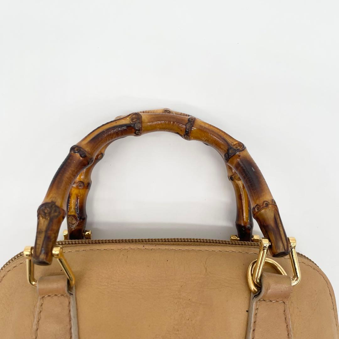 美品　GUCCI バンブー　ミニ　2way ショルダーバッグ　レザー　ベージュ