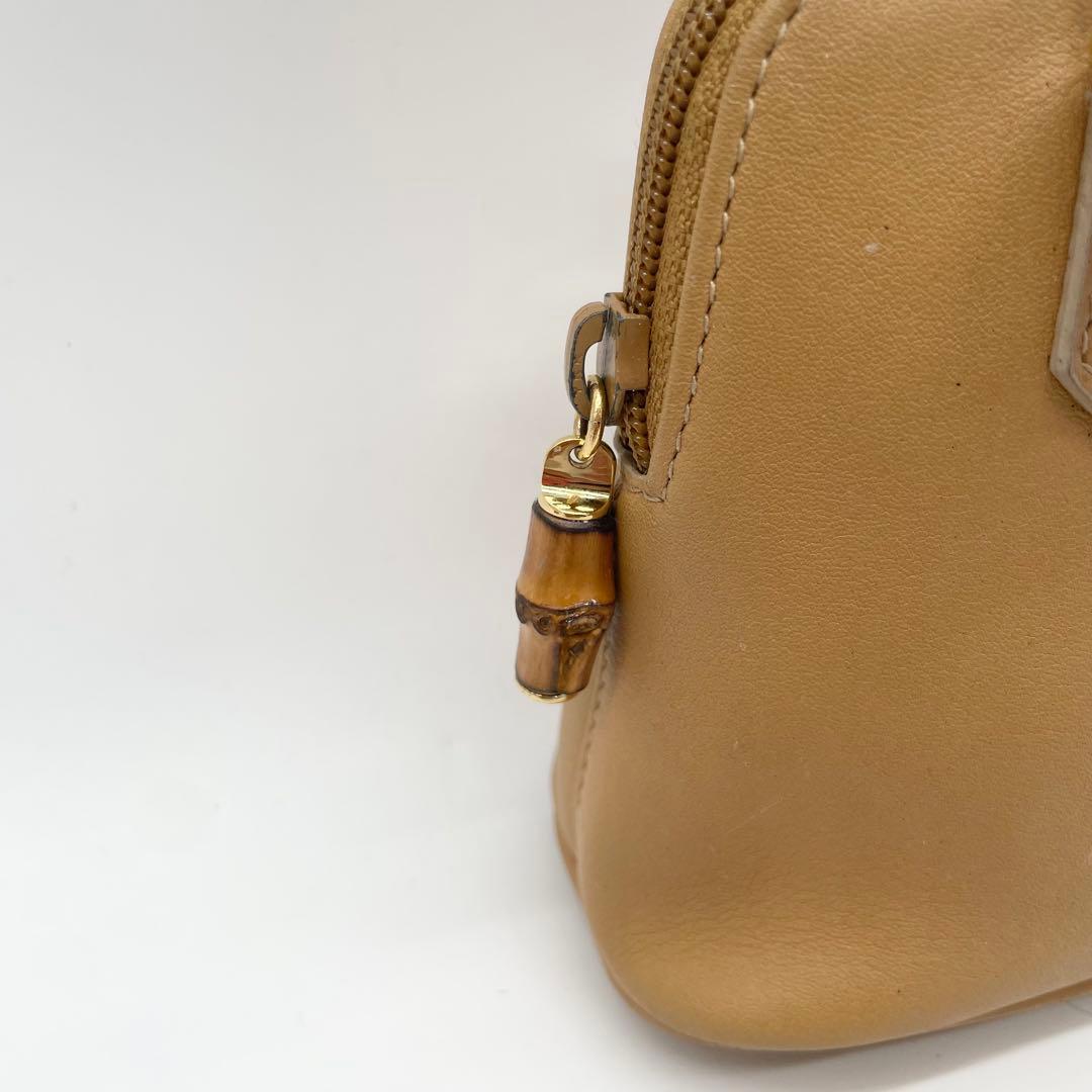 美品　GUCCI バンブー　ミニ　2way ショルダーバッグ　レザー　ベージュ