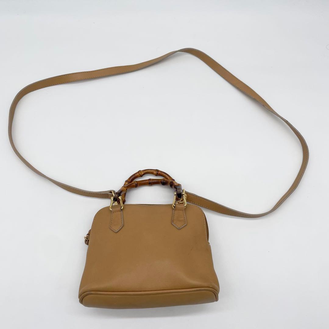 美品　GUCCI バンブー　ミニ　2way ショルダーバッグ　レザー　ベージュ