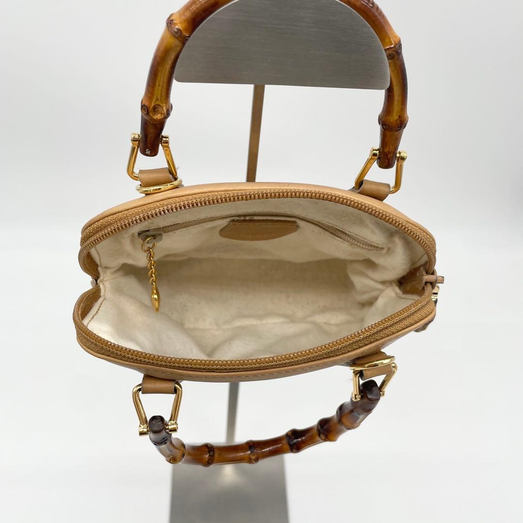 美品　GUCCI バンブー　ミニ　2way ショルダーバッグ　レザー　ベージュ