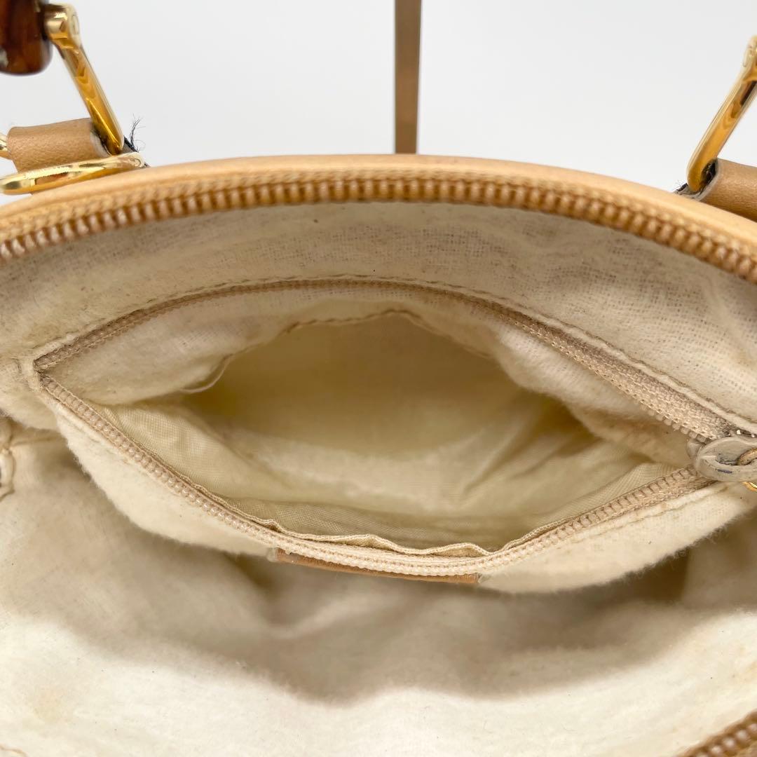 美品　GUCCI バンブー　ミニ　2way ショルダーバッグ　レザー　ベージュ