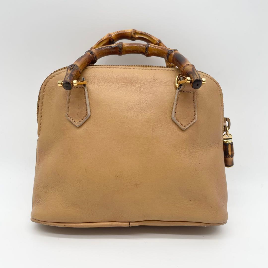 美品　GUCCI バンブー　ミニ　2way ショルダーバッグ　レザー　ベージュ