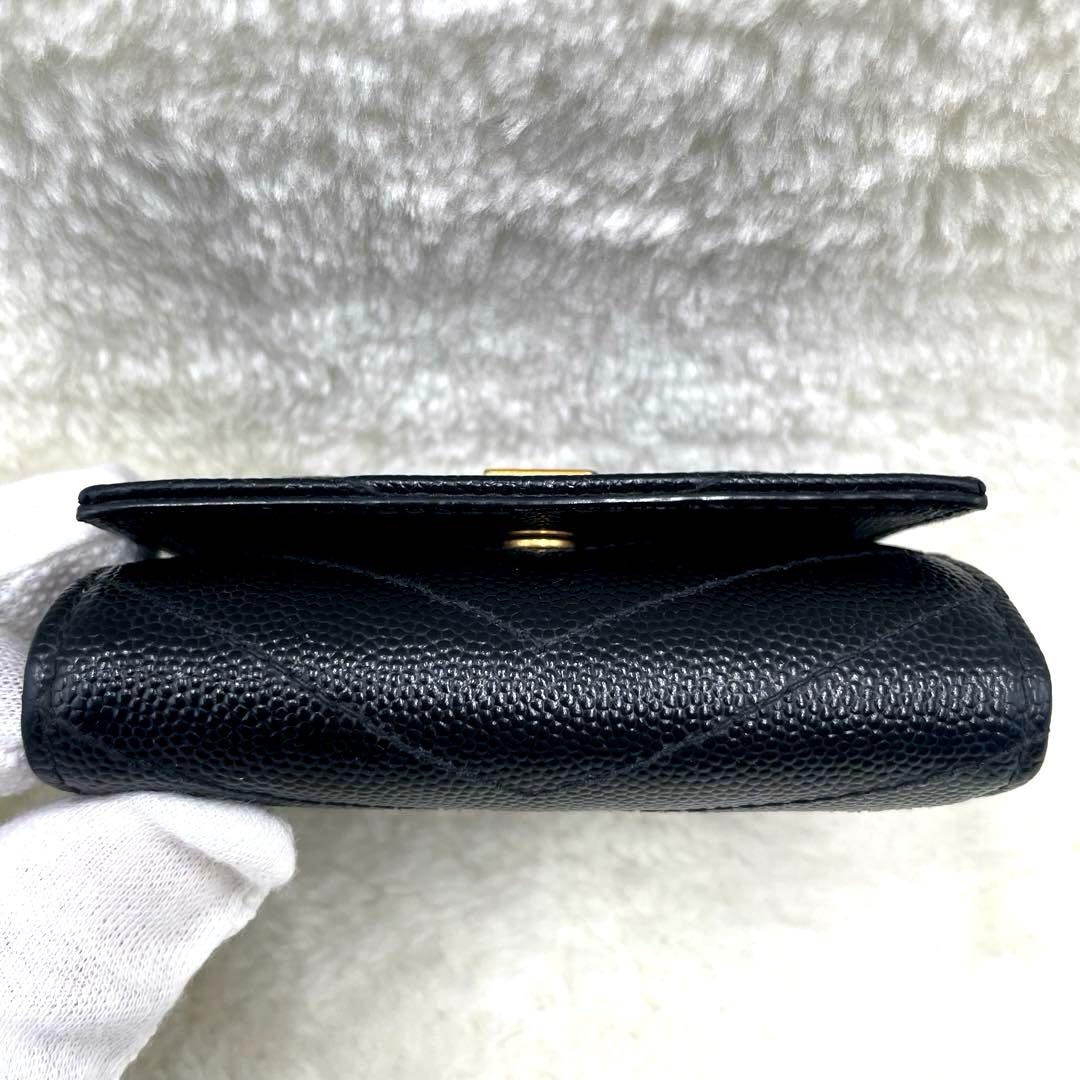 美品 サンローラン 6連 キーケース カサンドラ キャビアスキン 黒 付属品有
