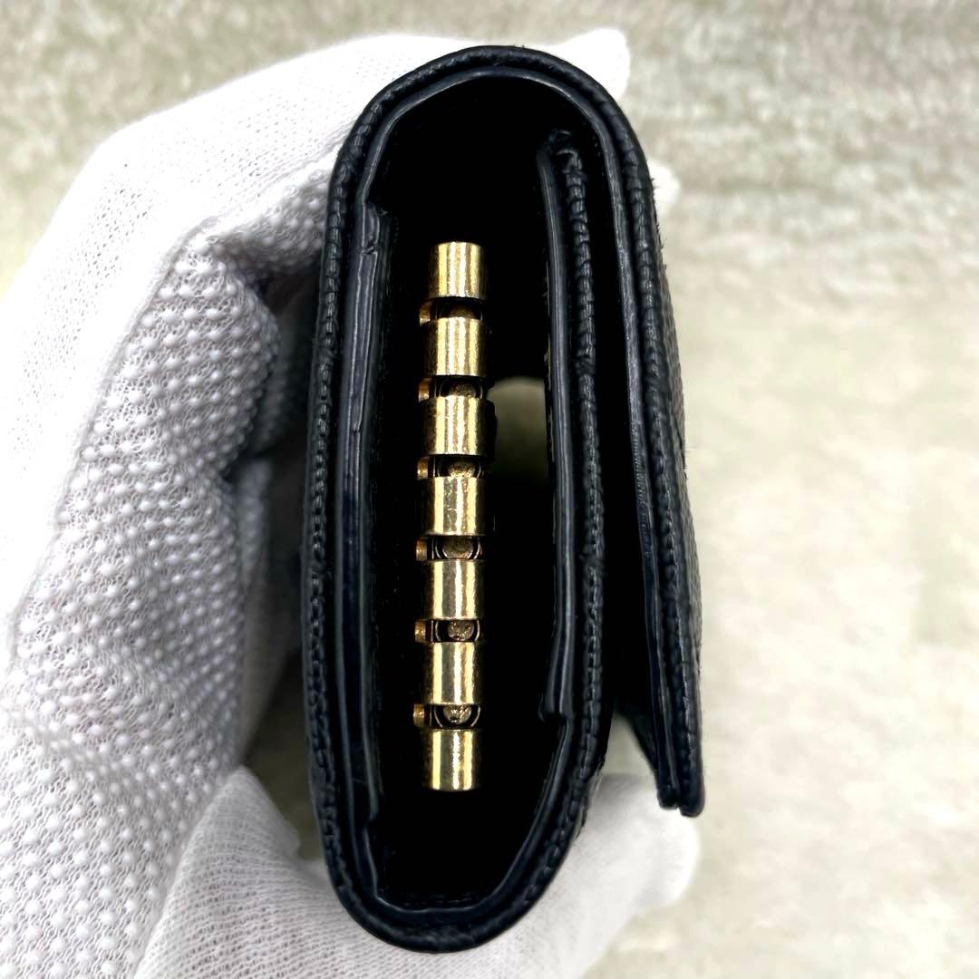 美品 サンローラン 6連 キーケース カサンドラ キャビアスキン 黒 付属品有