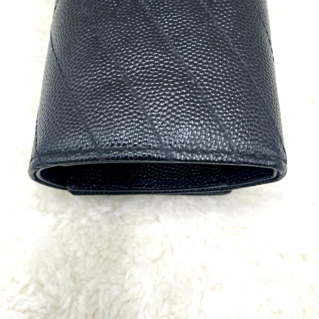 美品 サンローラン 6連 キーケース カサンドラ キャビアスキン 黒 付属品有