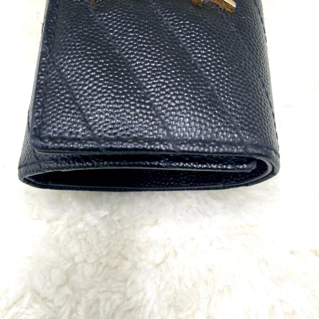 美品 サンローラン 6連 キーケース カサンドラ キャビアスキン 黒 付属品有