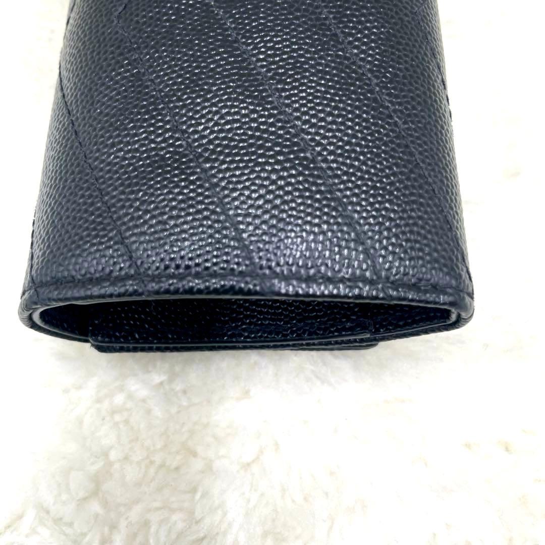 美品 サンローラン 6連 キーケース カサンドラ キャビアスキン 黒 付属品有