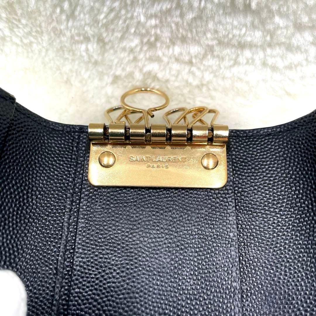 美品 サンローラン 6連 キーケース カサンドラ キャビアスキン 黒 付属品有