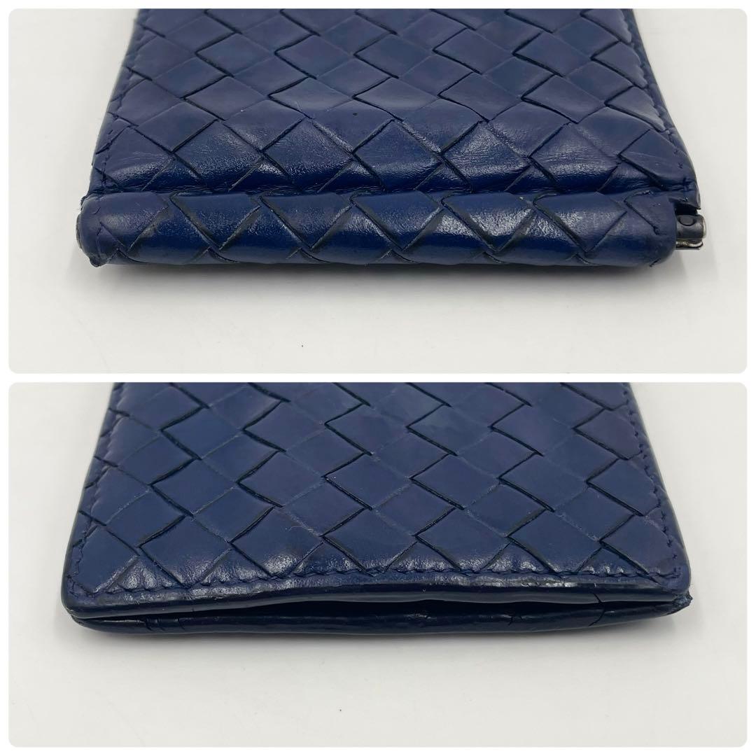 BOTTEGA VENETA マネークリップ イントレチャート ネイビー レザー