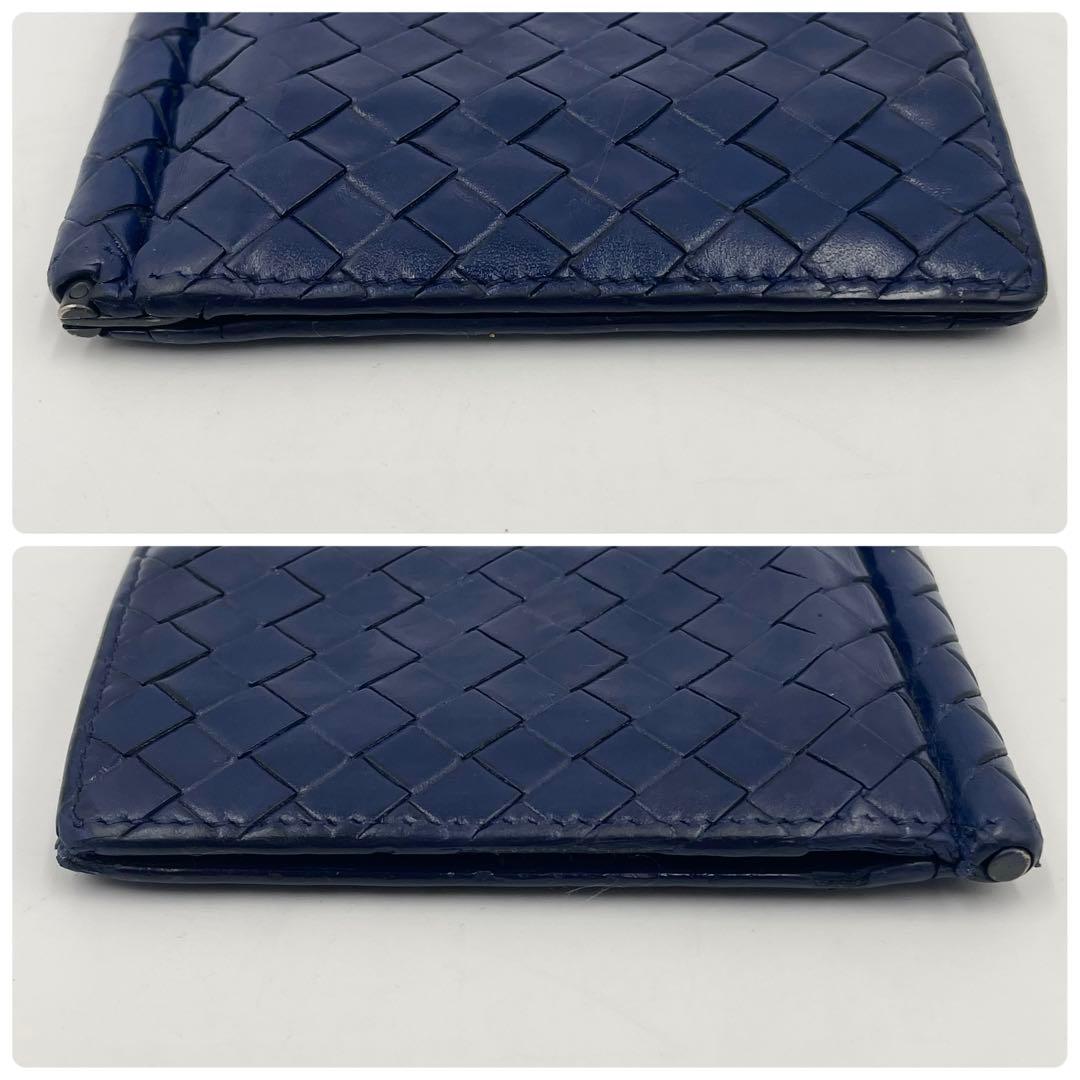 BOTTEGA VENETA マネークリップ イントレチャート ネイビー レザー
