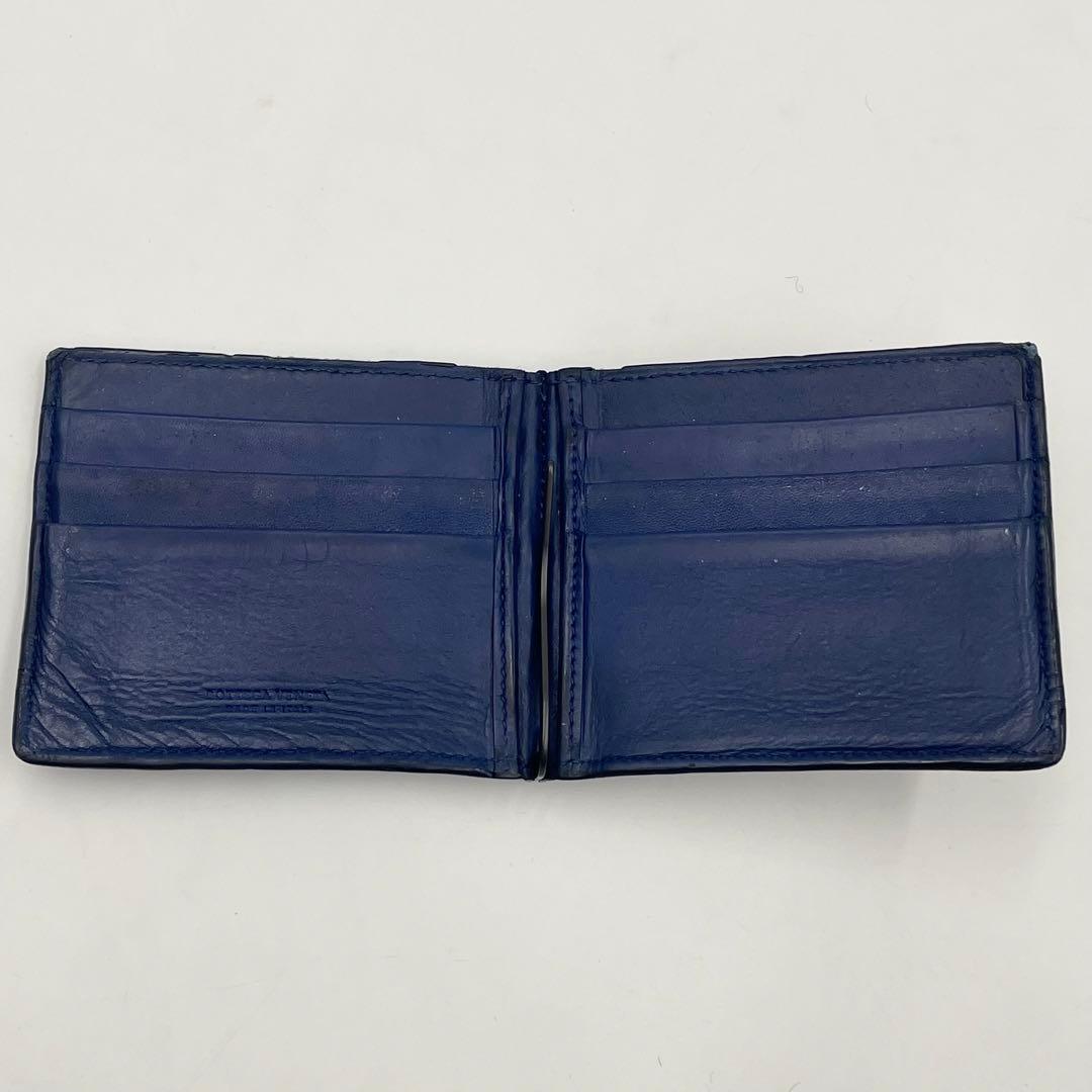 BOTTEGA VENETA マネークリップ イントレチャート ネイビー レザー