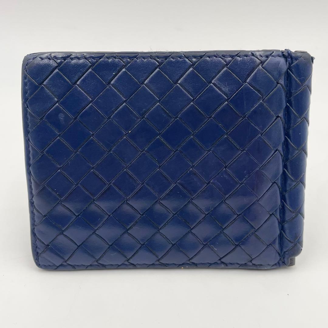 BOTTEGA VENETA マネークリップ イントレチャート ネイビー レザー