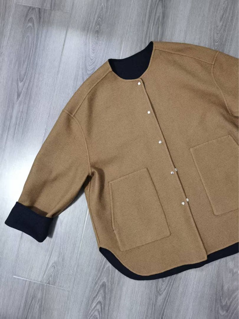 ✨SHIPS ブラウン ノーカラー 両面ジャケット