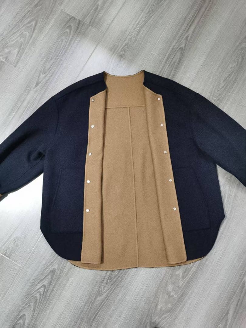 ✨SHIPS ブラウン ノーカラー 両面ジャケット