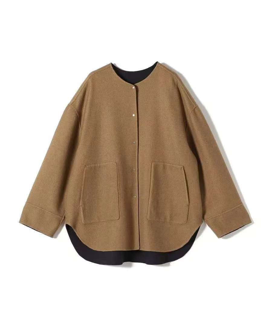 ✨SHIPS ブラウン ノーカラー 両面ジャケット