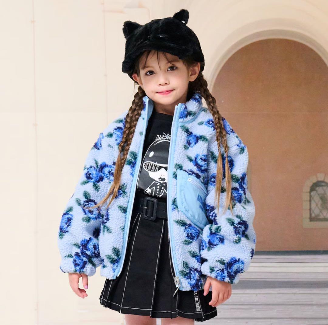 ANNA SUI mini バラ柄ボアブルゾン　130 140 花柄　コート