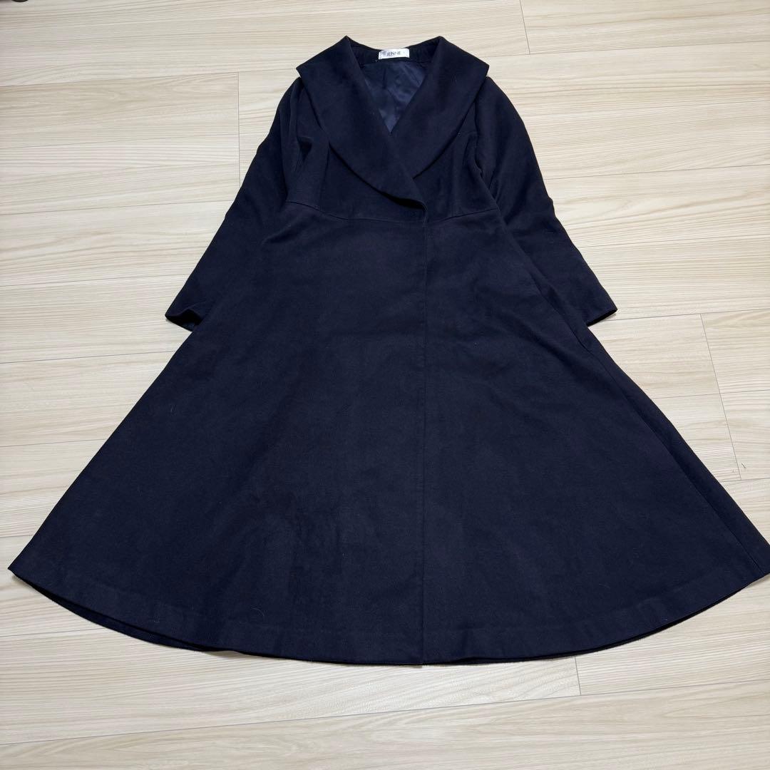 【極美品✨】JENNE ジェンヌ エレガントカラー フレアコート L ブラック