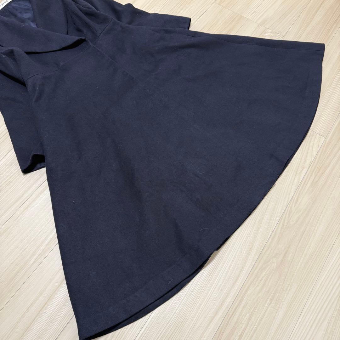 【極美品✨】JENNE ジェンヌ エレガントカラー フレアコート L ブラック