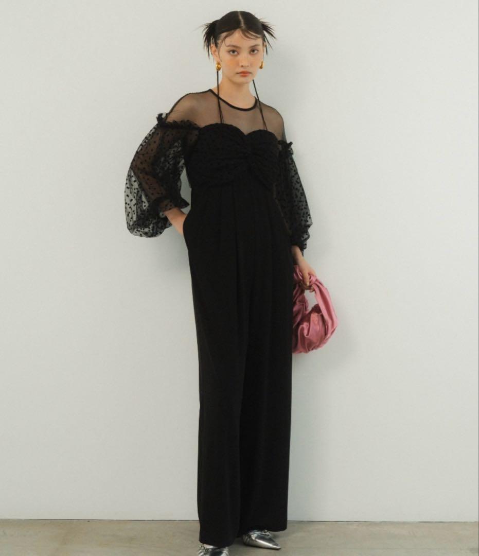 ANDRÉSDアンドレスド　フロッキードットパンツドレス