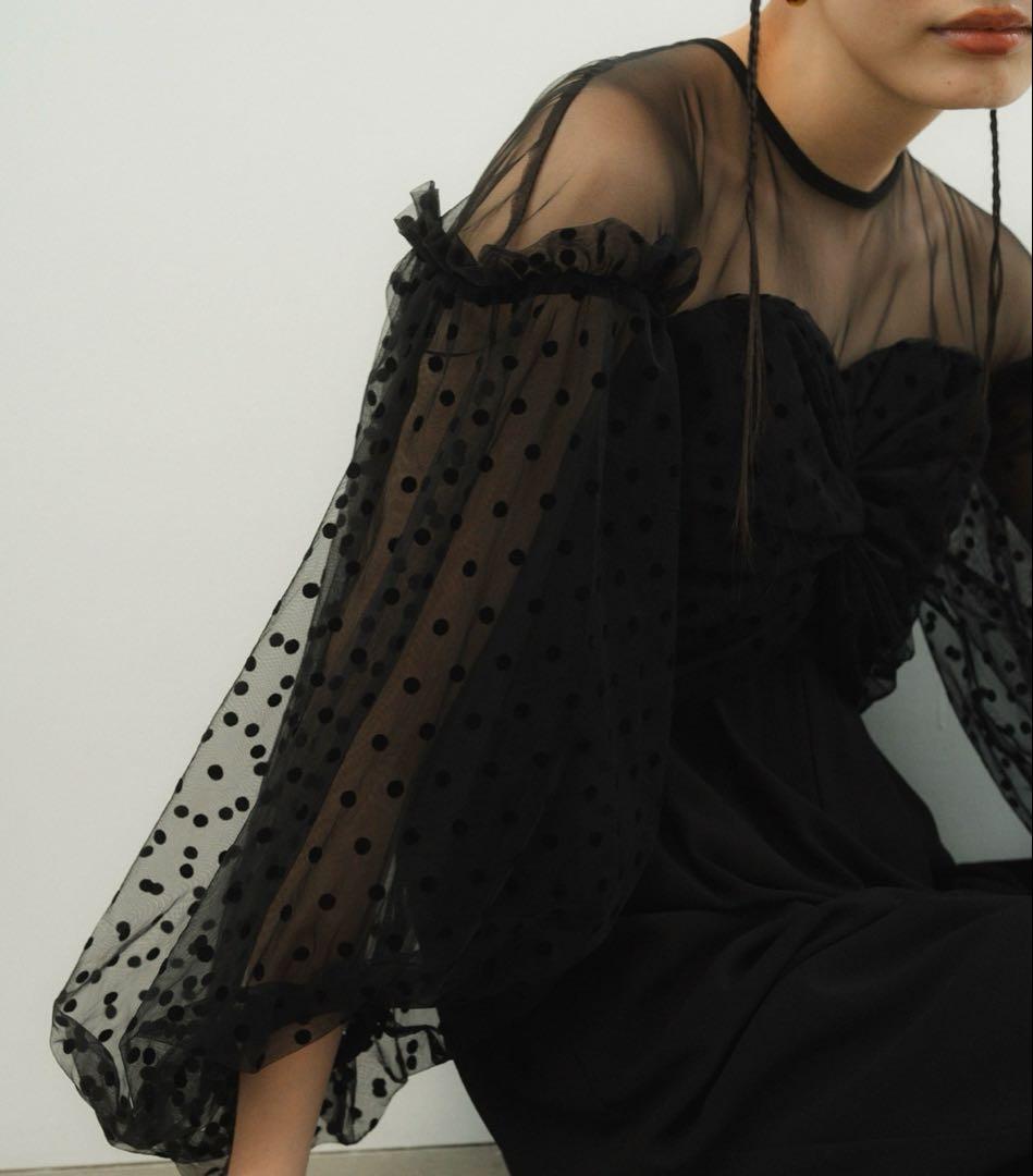 ANDRÉSDアンドレスド　フロッキードットパンツドレス