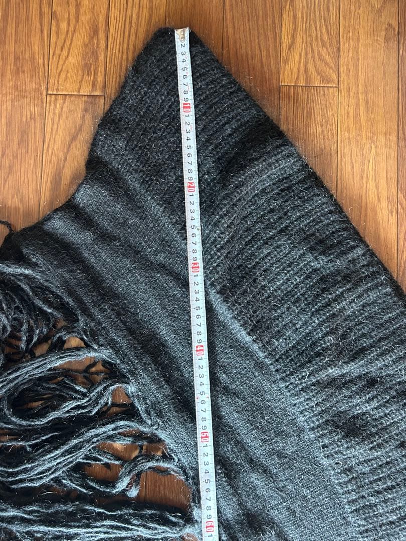 JULIUS ブラック マフラー フリンジ付き