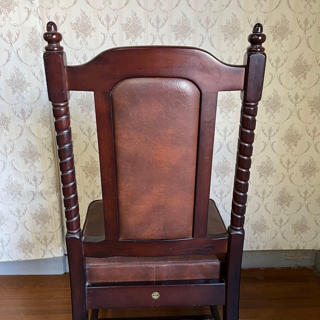 【アンティーク】④ トーア 木製 ダイニングチェア レザー張り 椅子 古民家