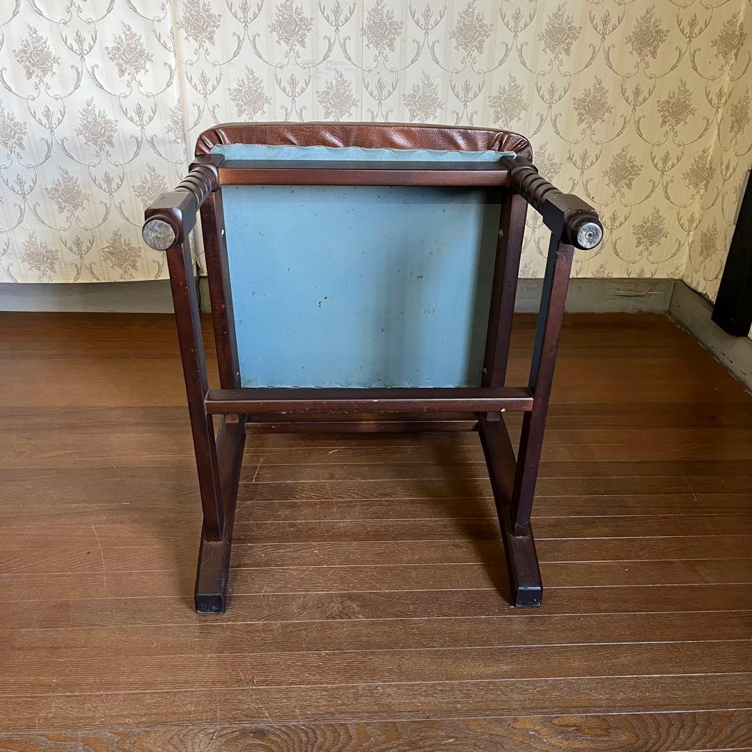 【アンティーク】④ トーア 木製 ダイニングチェア レザー張り 椅子 古民家