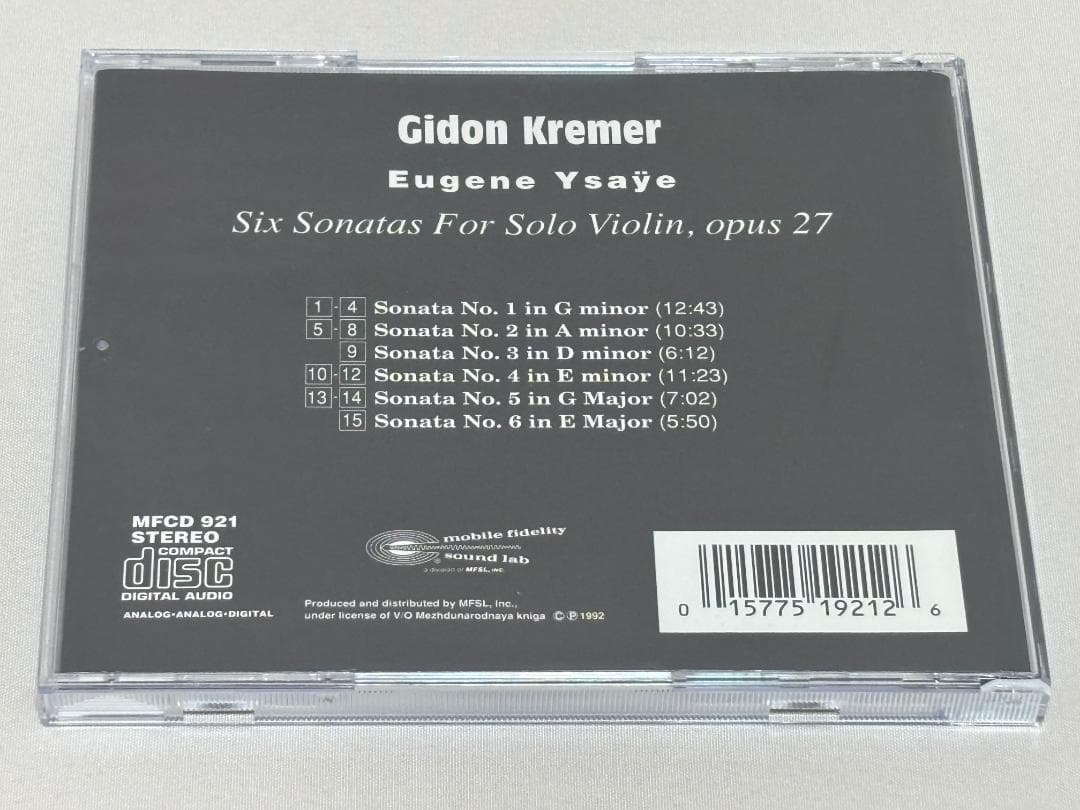 廃盤超希少 MFSL◇ギドン・クレーメル イザイ：無伴奏ヴァイオリン・ソナタM