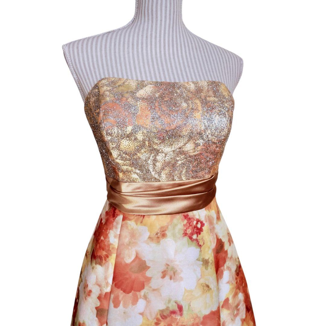 AIMER 花柄ストラップレスドレス