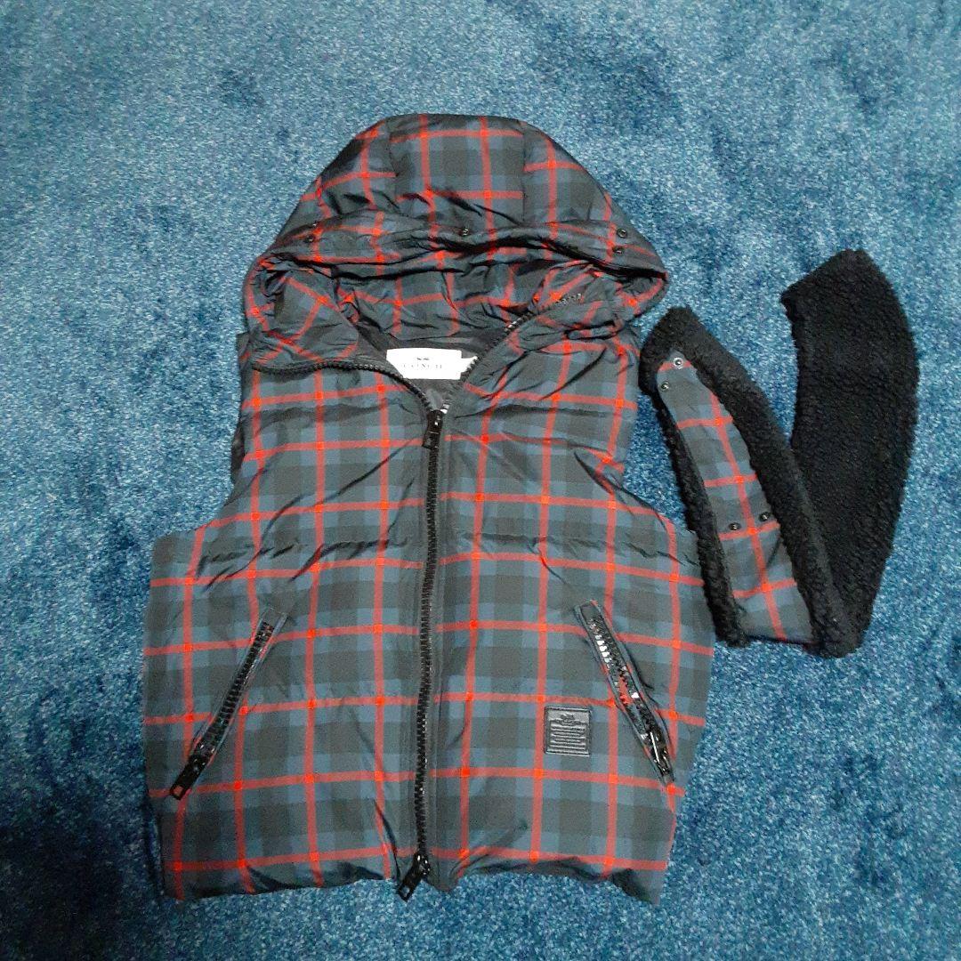 COACH フード付きダウンベスト☆可愛いチェック柄☆美品