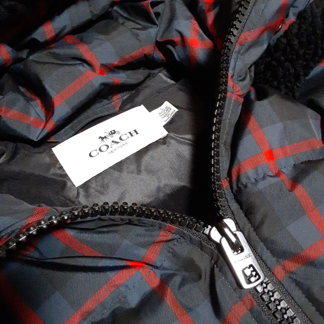 COACH フード付きダウンベスト☆可愛いチェック柄☆美品