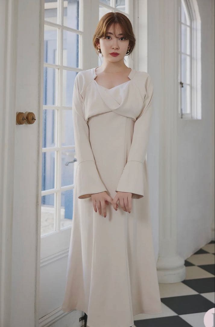 herlipto Elsie Twist-Front Dress ホワイト