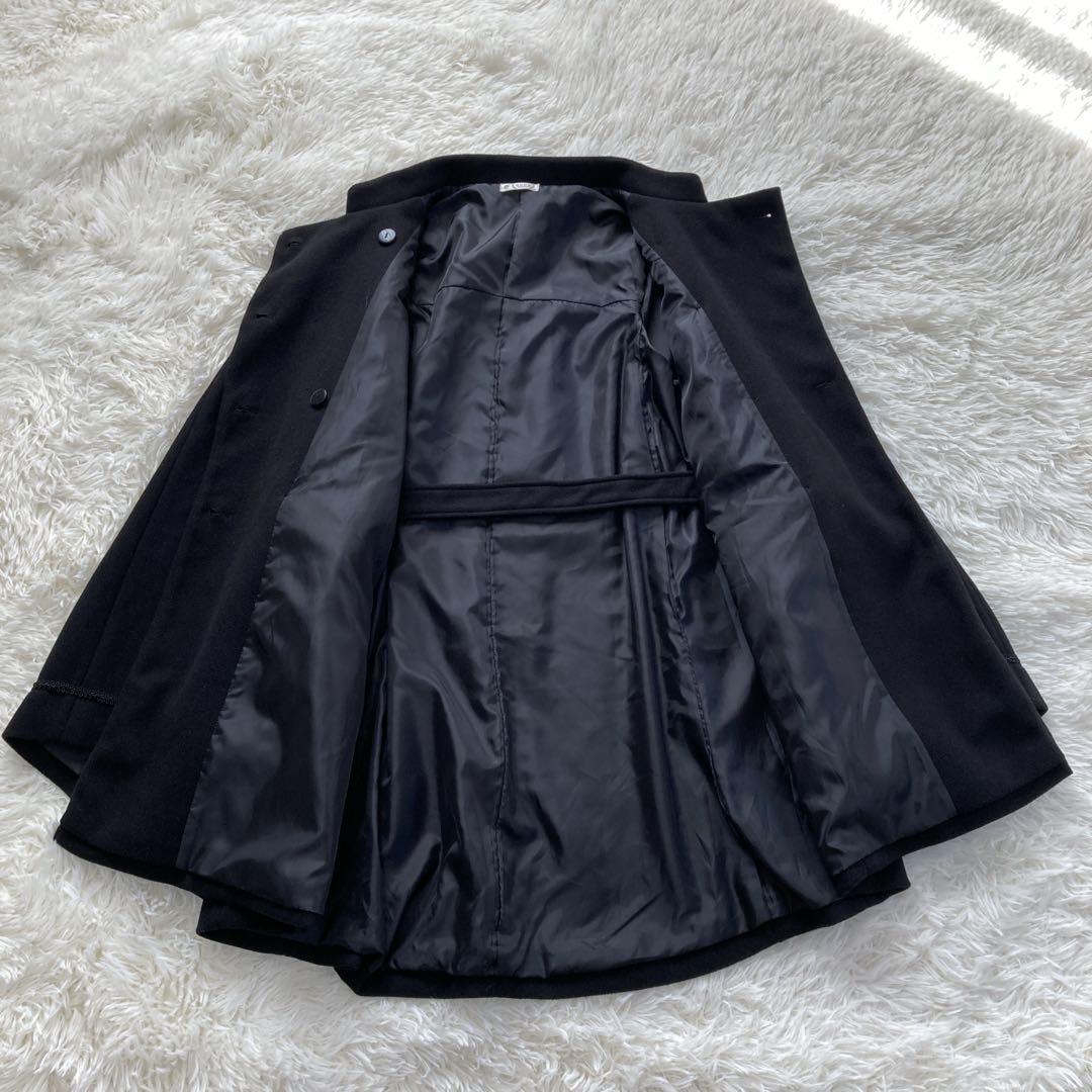 axes femme ダブルボタン ケープコート ポンチョ 黒 ブラック ベルト