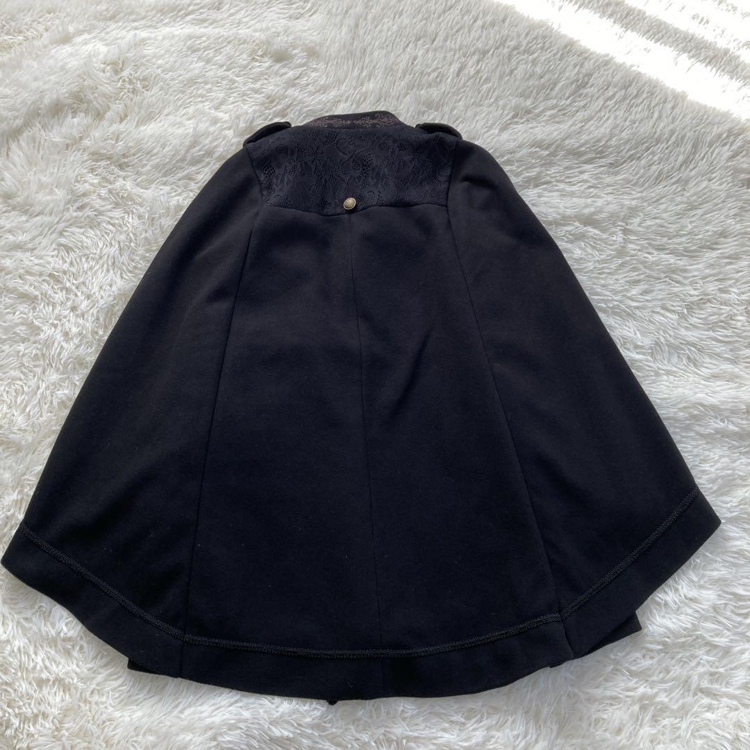 axes femme ダブルボタン ケープコート ポンチョ 黒 ブラック ベルト