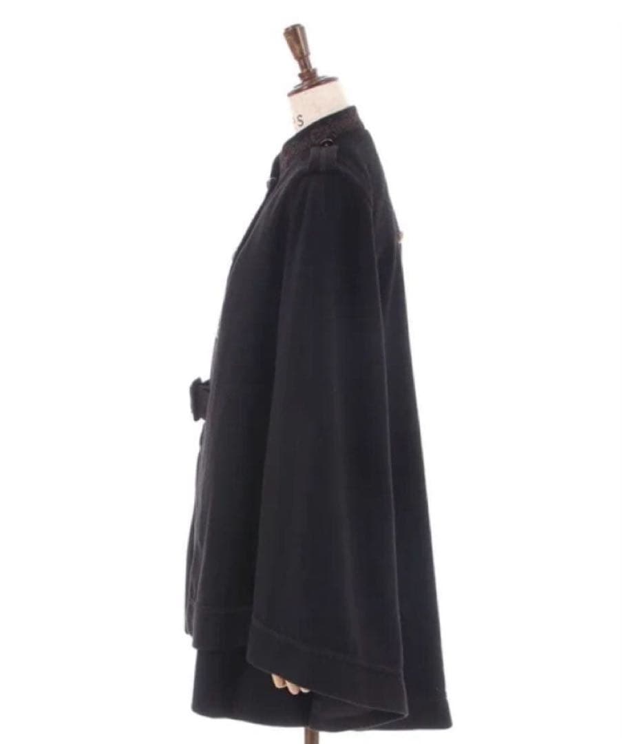 axes femme ダブルボタン ケープコート ポンチョ 黒 ブラック ベルト