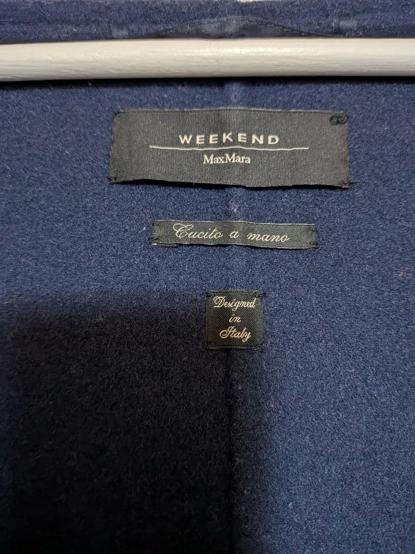 【高級】WEEKEND　MaxMara　フーディーハーフコート　ネイビー　М