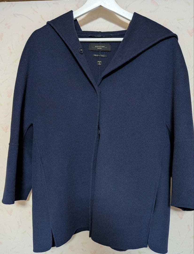 【高級】WEEKEND　MaxMara　フーディーハーフコート　ネイビー　М